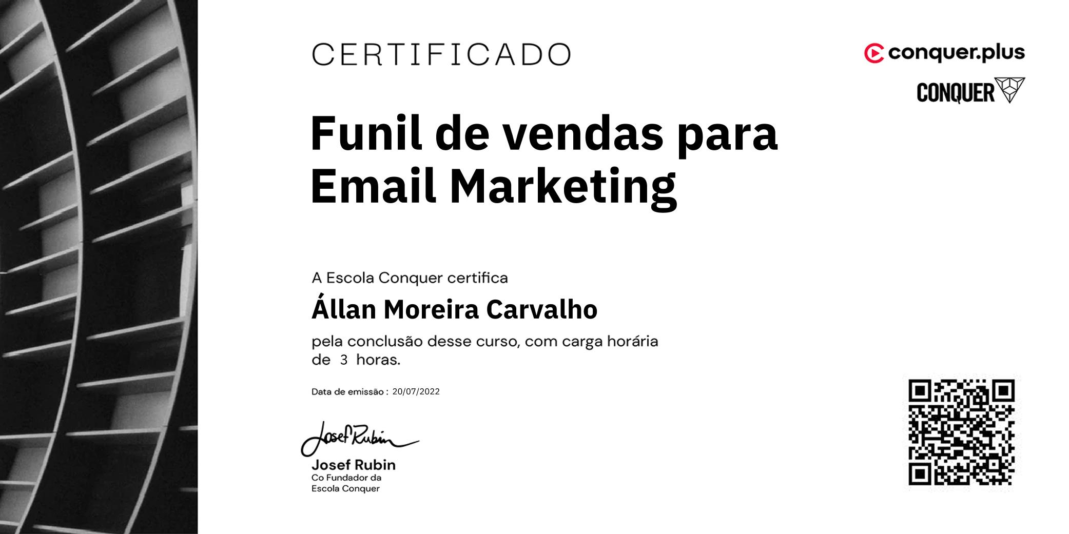 Certificado de Funil de vendas para Email Marketing